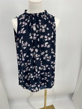 LOFT Floral Medium Sleeveless Top Coquette Grandmacore Cottagecore Dark Floral